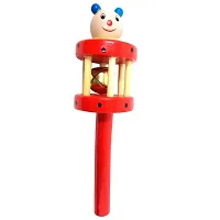 Newborn Infant Baby Wooden Rattle With Bells Musical Instrument- Handheld Toy-thumb2