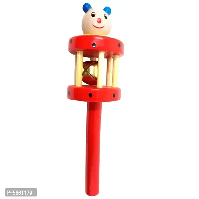 Newborn Infant Baby Wooden Rattle With Bells Musical Instrument- Handheld Toy-thumb3