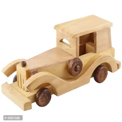 Wooden Classical Vintage Roof Car Jeep Moving Toy