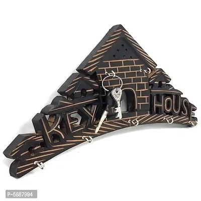 Wooden Wall Hanging Key Holder Home Shaped Key house written