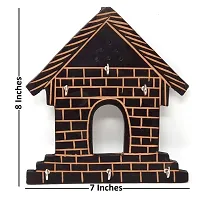 Wooden Hut Shape Wall Decor Key Holder ( Black, 7 X 8 Inch )-thumb4