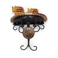 Beautiful Wood And Wrought iron Fancy Brown Wooden Handicrafts Bracket Holder - Pack Of 3-thumb3