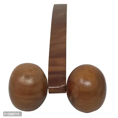 Wooden Hand Massager Roller Body Stress Acupressure Acupuncture Yoga Two Roller Round Wheel Massager-thumb3