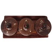 Wooden kitchen Ware Long Dry Fruits Tray With 3 Wooden Bowl  3 Spoon-thumb2