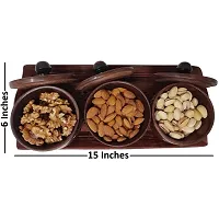 Wooden kitchen Ware Long Dry Fruits Tray With 3 Wooden Bowl  3 Spoon-thumb4