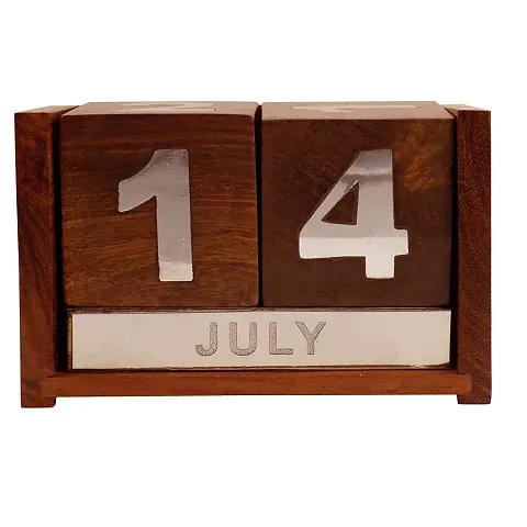 Desi Karigarreg; Handmade Wooden Never Ending Date Calendar for Office Use