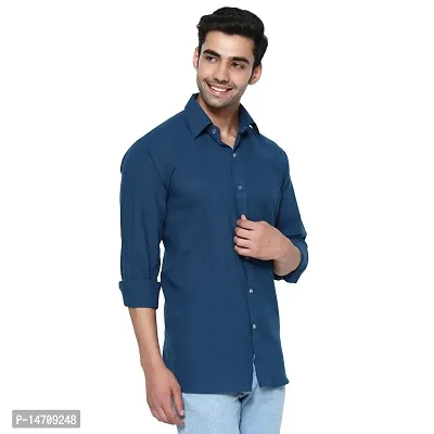 SAFFRON HANDICRAFTS Men's Cotton Full Sleeve Casual/Formal Shirt Solid Colors XS to XXL-thumb5