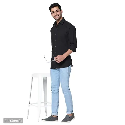 SAFFRON HANDICRAFTS Men's Cotton Full Sleeve Casual/Formal Shirt Solid Colors XS to XXL-thumb3