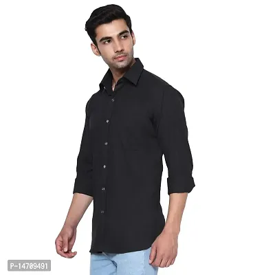 SAFFRON HANDICRAFTS Men's Cotton Full Sleeve Casual/Formal Shirt Solid Colors XS to XXL-thumb2