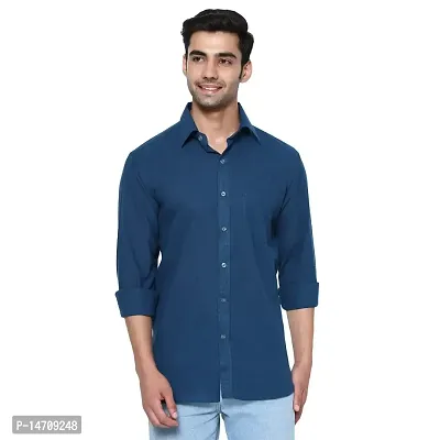 SAFFRON HANDICRAFTS Men's Cotton Full Sleeve Casual/Formal Shirt Solid Colors XS to XXL-thumb0