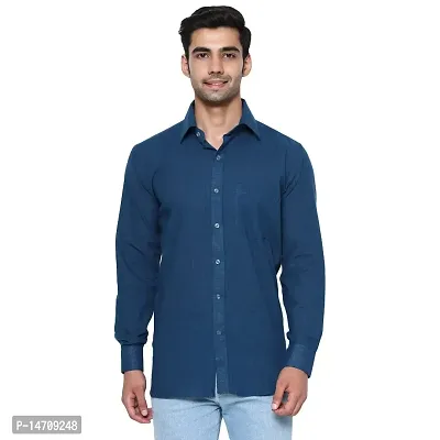 SAFFRON HANDICRAFTS Men's Cotton Full Sleeve Casual/Formal Shirt Solid Colors XS to XXL-thumb4