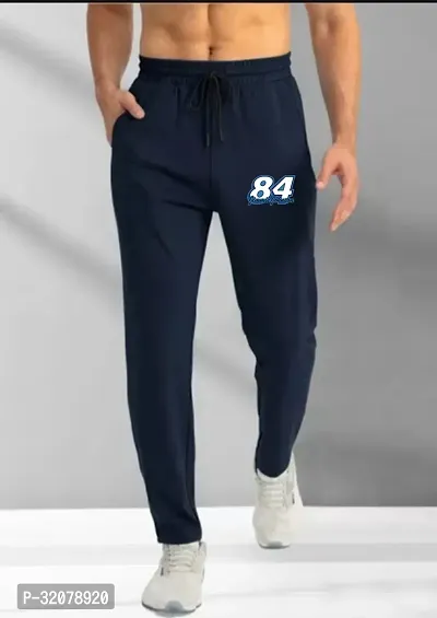 Stylish Blue Cotton Blend Solid Track Pant For Men-thumb0