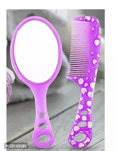 Combo Of Hair Comb And Mirror Set For Women And Girls Casual And Travelling Use  Pack Of 1