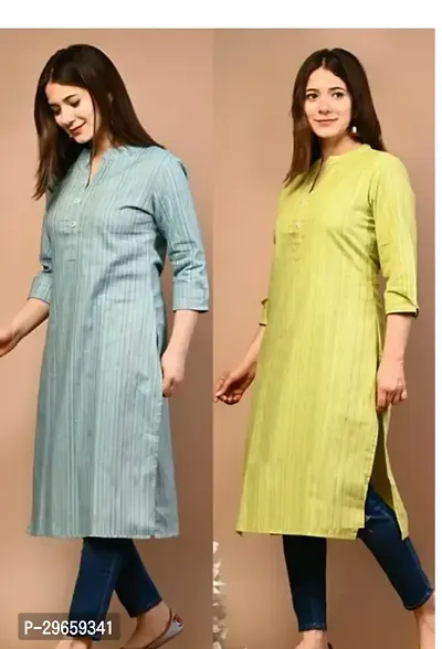 Stylish Short Printed Cotton Kurta For Women - Pack Of 2-thumb0