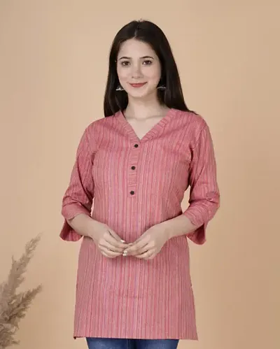 Stylish Khadi Cotton Short Solid Kurti