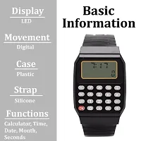 Calculator Watch with Soft Silicone Strap for Kids (1Pc) Black-thumb2