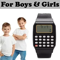 Calculator Watch with Soft Silicone Strap for Kids (1Pc) Black-thumb3