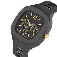 Analog Watch with Soft Silicone Strap for Unisex (1Pc) Black-thumb2