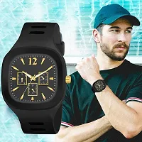 Analog Watch with Soft Silicone Strap for Unisex (1Pc) Black-thumb4