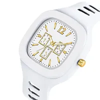 Analog Watch with Soft Silicone Strap for Unisex (1Pc) White-thumb2