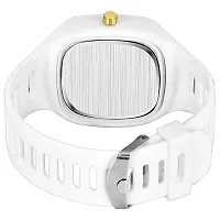 Analog Watch with Soft Silicone Strap for Unisex (1Pc) White-thumb3