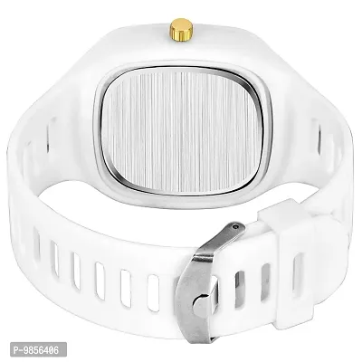 Analog Watch with Soft Silicone Strap for Unisex (1Pc) White-thumb4