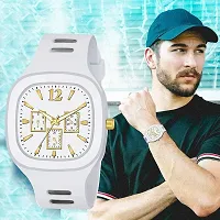 Analog Watch with Soft Silicone Strap for Unisex (1Pc) White-thumb4