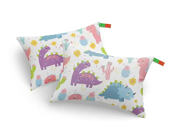 PUM PUM Soft Hollow Microfiber Cotton Dinosaur + Plants Kids Pillow Set (2 Piece, 12 x 18 Inch)