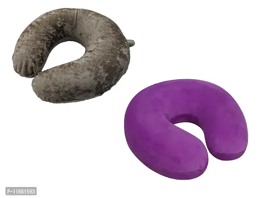 PumPum Neck Travel Pillow,Grey + Purple (Pack of 2)