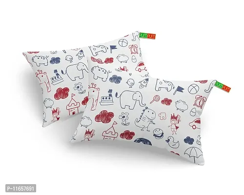 PUM PUM Kid's Soft Hollow Microfiber Organic Cotton Sketches Pillow Set, 12 x 18 Inch - 2 Pieces