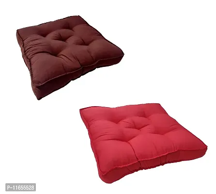 PUM PUM Chair Cushion/Pad Soft Thicken for Office,Home or Car Sitting 14"" x 14"" (Maroon & Brown,Pack of 2)