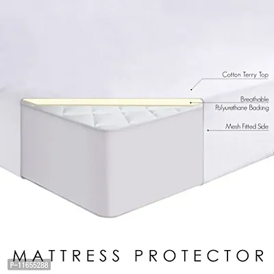 Pumpum Terry Cotton Waterproof Fitted Single Bed Size Mattress Protector ,White (78"" Inch x 36"" Inch)-thumb3