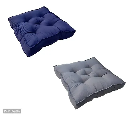 PUM PUM Chair Cushion/Pad Soft Thicken for Office,Home or Car Sitting 14"" x 14"" (Navy Blue & Grey,Pack of 2)