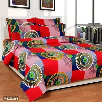 PolyCotton Printed Double Bedsheet With 2 Pillow Cover-thumb0