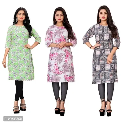 Combo of 3 Women daily basis Printed Round Neck Kurti