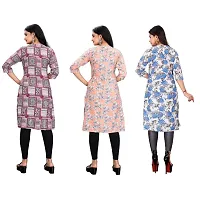 Combo of 3 Women daily basis Printed Round Neck Kurti-thumb1