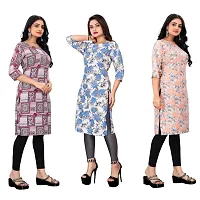 Combo of 3 Women daily basis Printed Round Neck Kurti-thumb2