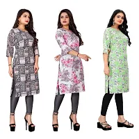 Combo of 3 Women daily basis Printed Round Neck Kurti-thumb2