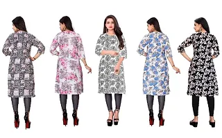 Combo of 5 Women daily basis Printed Round Neck Kurti-thumb1