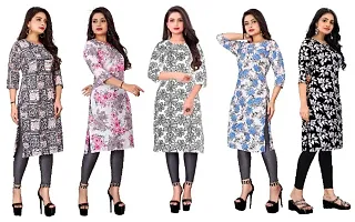 Combo of 5 Women daily basis Printed Round Neck Kurti-thumb2