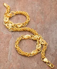 gold plated brass snake chain for men and women  Gold-plated Plated Brass Chain (20 Inch)Water And Sweat Proof Jawellery-thumb4