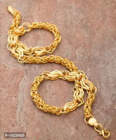 gold plated brass snake chain for men and women  Gold-plated Plated Brass Chain (20 Inch)Water And Sweat Proof Jawellery-thumb5