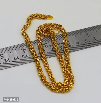 Golden Chain For Boys Necklace Chains For Men Girls Stylish  Fancy King Design Gold-plated Plated Brass Chain (20 Inch)Water And Sweat Proof Jawellery-thumb0