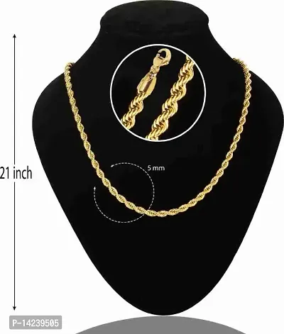 Gold plated 1 Gram  Chain For Boys and Man Gold-plated Alloy Chain (23 Inch)Water And Sweat Proof Jawellery-thumb0