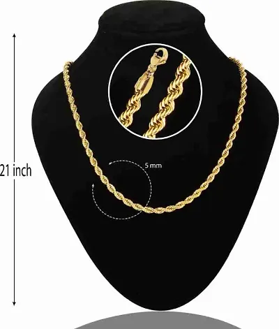 plated 1 Gram Chain For Boys and Man Gold-plated Alloy Chain (23 Inch)Water And Sweat Proof Jawellery