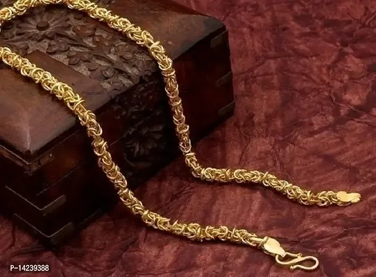 One Gram Gold Plated Brass Chain  for men Gold-plated Plated Brass Chain (20 Inch)Water And Sweat Proof Jawellery-thumb0