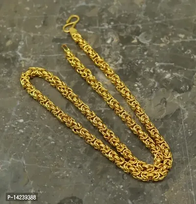 One Gram Gold Plated Brass Chain  for men Gold-plated Plated Brass Chain (20 Inch)Water And Sweat Proof Jawellery-thumb5