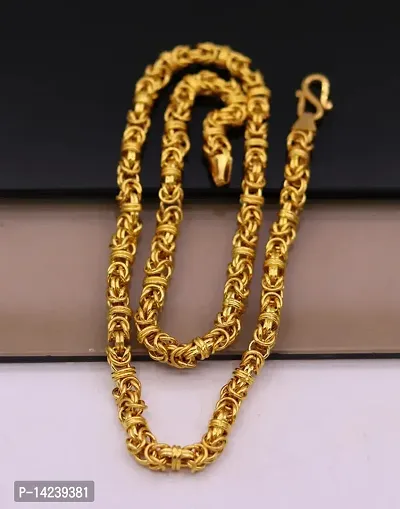 Golden Chain For Boys Necklace Chains For Men Girls Stylish  Fancy King Design Gold-plated Plated Brass Chain (20 Inch)Water And Sweat Proof Jawellery-thumb5