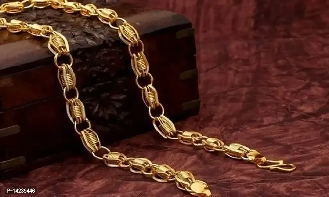 1 Gram Gold plated Chain For Boys and Man Gold-plated Plated Alloy Chain (20 Inch)Water And Sweat Proof Jawellery-thumb0