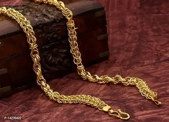 1 Gram Gold plated Chain For Boys and Man Gold-plated Plated Brass Chain (20 Inch)Water And Sweat Proof Jawellery